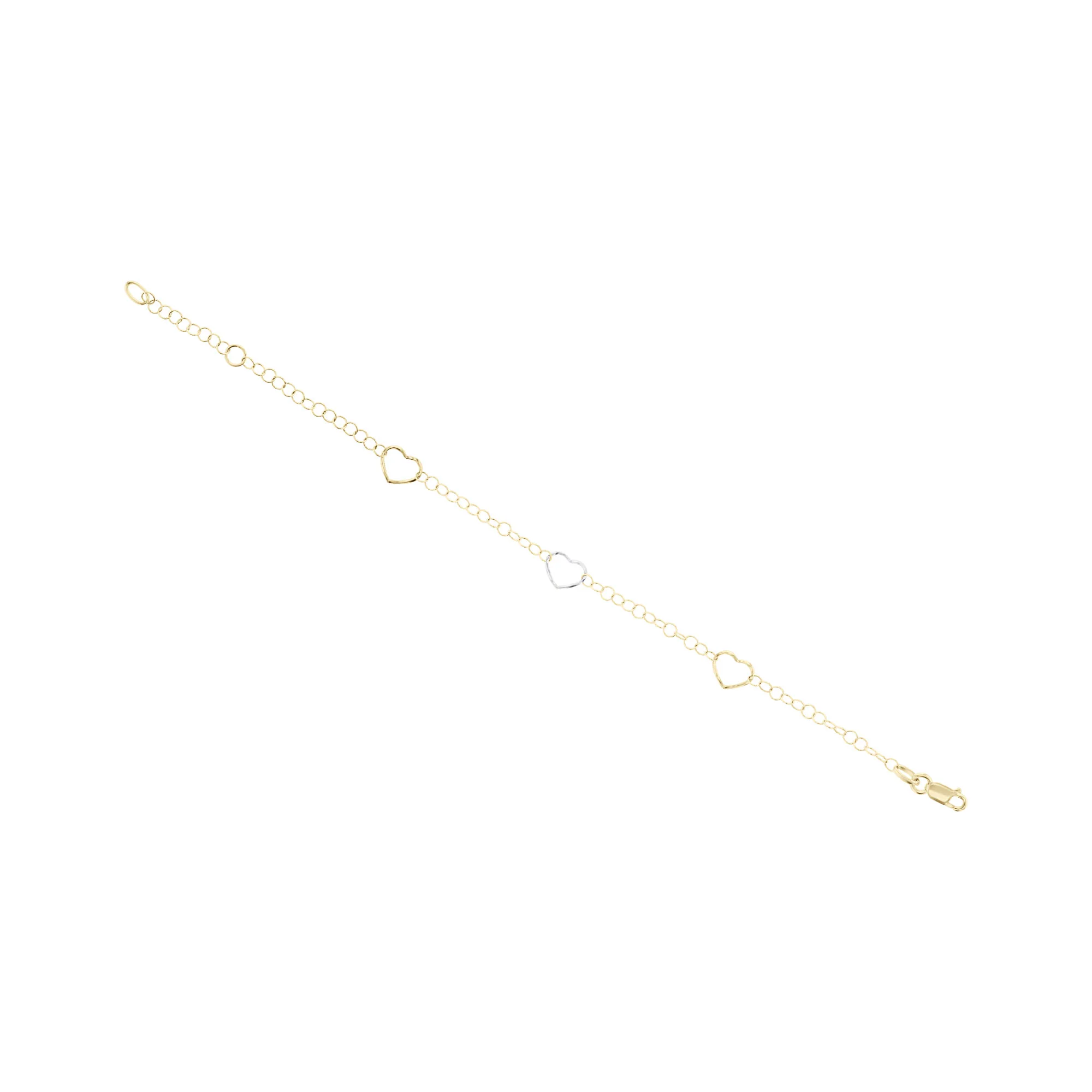 Two-Tone Open Heart Gold Anklet - Image 3