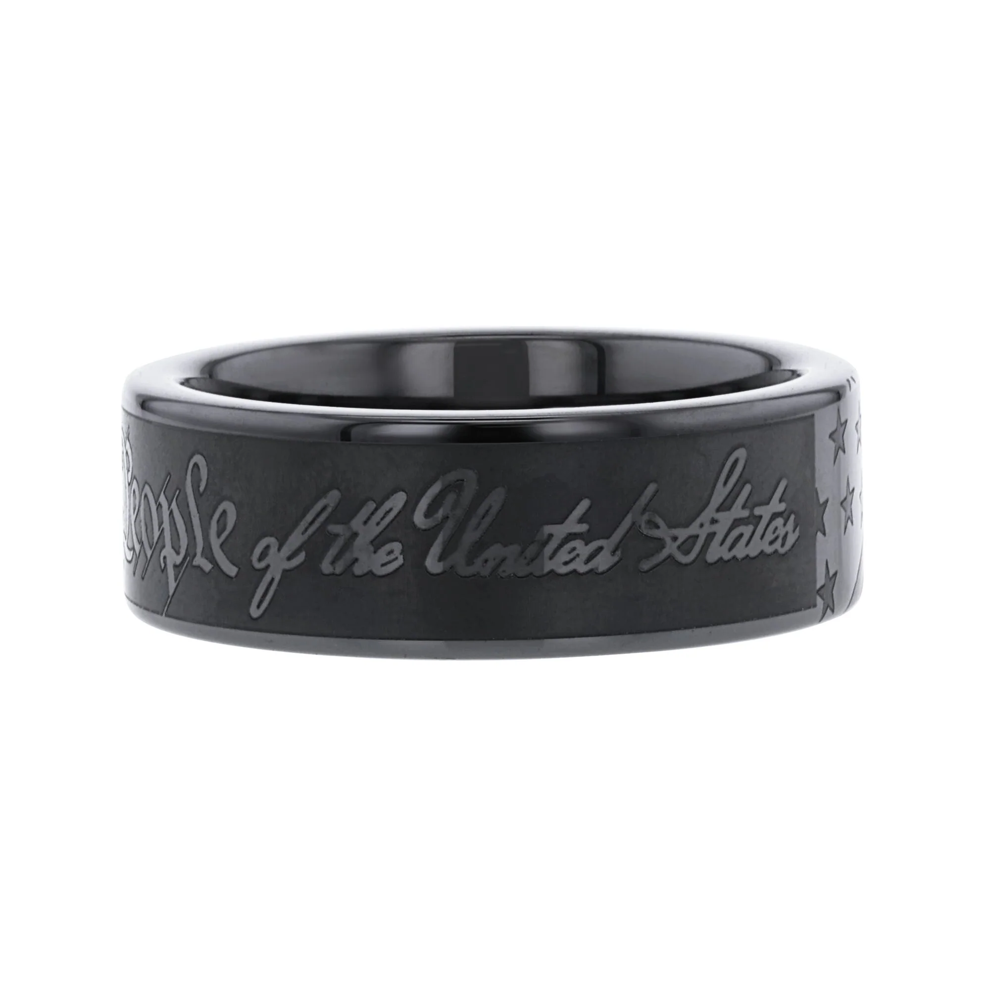 We the People Black Ceramic Wedding Ring - Image 2